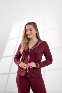 PIJAMA LONGO LISO VINHO