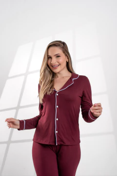 PIJAMA LONGO LISO VINHO - comprar online