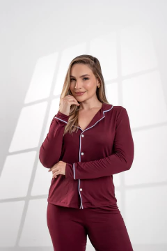 PIJAMA LONGO LISO VINHO na internet