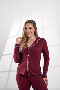 PIJAMA LONGO LISO VINHO - Revid Pijamas
