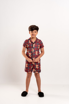 PIJAMA AMERICANO INFANTIL URSO VERMELHO