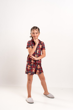 PIJAMA AMERICANO INFANTIL URSO VERMELHO