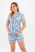 PIJAMA AMERICANO CURTO PANDA AZUL NOVO