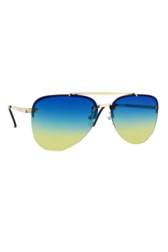 Óculos de Sol Aviador Austin Dourado c/ Azul e Amarelo (Unissex) - comprar online