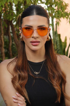 Óculos de Sol Capri Rose e Caramelo Casco c/ Laranja (Feminino)