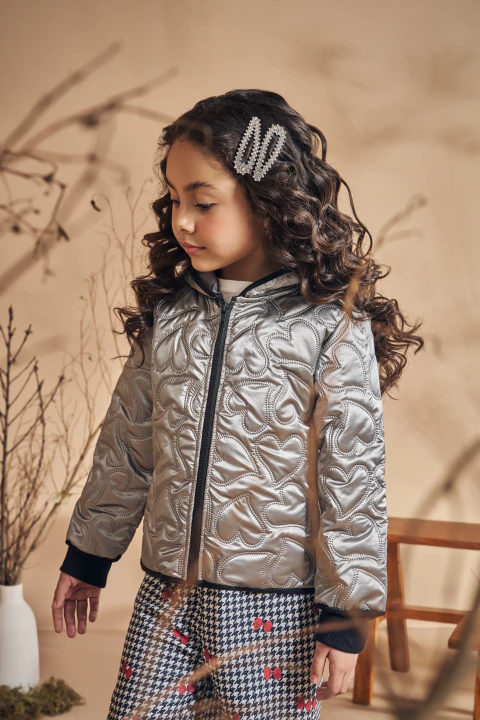 Jaqueta em Puffer coração prata ref 7764