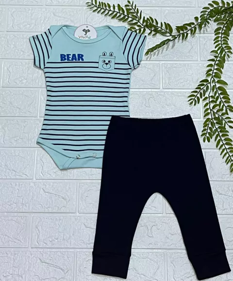 Conjunto 100% algodão Ursinho ref. 7959