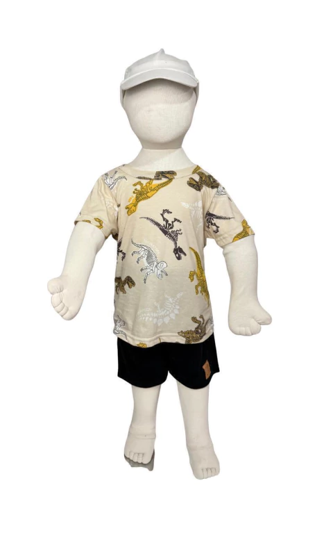 Conjunto infantil camiseta e shorts 100% Algodão Dinossauro ref19344