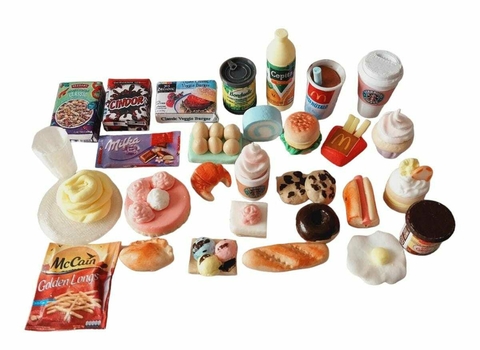 comiditas surtidas x 30 unid. para casita de barbie