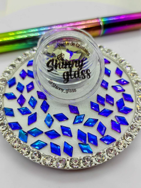 CRISTALES - ROMBO FLAMA AZUL - 4X6MM - SHINNY GLASS. - comprar online