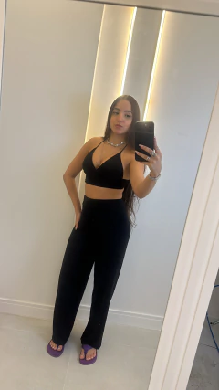 Calça pantalona canelado na internet