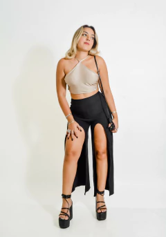 Calça pantalona fenda central - loja online