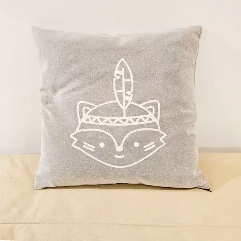 Almohadón Cemento Zorro Picky Gris con estampado gris - comprar online