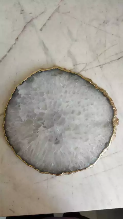 Platter M Ágata Banho Ouro cristal - 1140