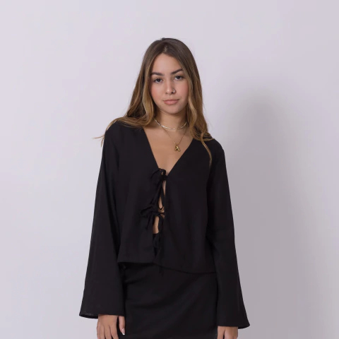 Blusa Amarração Giu- Preta - comprar online