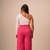 Calça Pantalona Tricot Aura- Rosa
