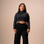 Cropped Gola Alta Flora- Preto - loja online