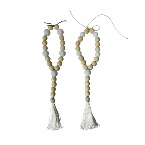 Colar de madeira branco com madeira crua 30 cm - Centro de mesa ou Presente Elegante