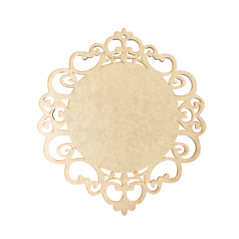 Placa redonda 29 cm com arabescos em MDF