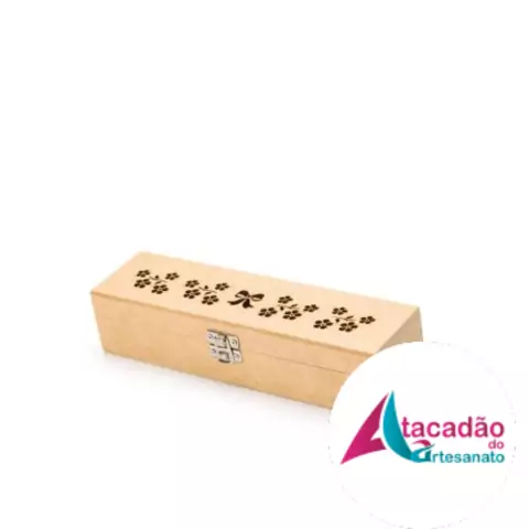 Caixa porta pulseira em mdf modelo flor com fecho e dobradiças 22,8 x 5,2 x 6 cm