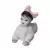 Bebê Médio boneca de Porcelana engatinhando com roupa e laço rosa 10x3,5x6 cm Cabelo preto