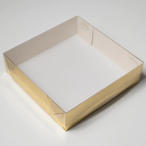 Caixa De Acetato E Papel Laminado Dourada 15x15x04cm - 1 Unidade Ref Megapaper6