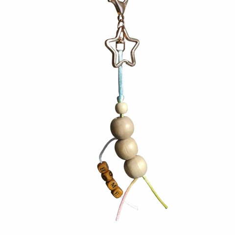 Chaveiro estrela Home com bolas de madeira 25 cm