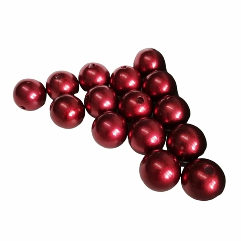 12 Pérolas plásticas 14mm Vinho - Bola passante
