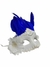 Máscara Para Carnaval Bloquinho Folia Festas - Branca Com Penas Azul - comprar online