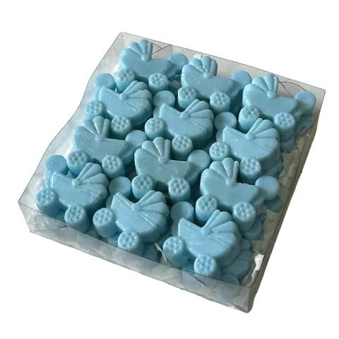 Mini Sabonete Carrinho de Bebê Azul - 24 Unidades