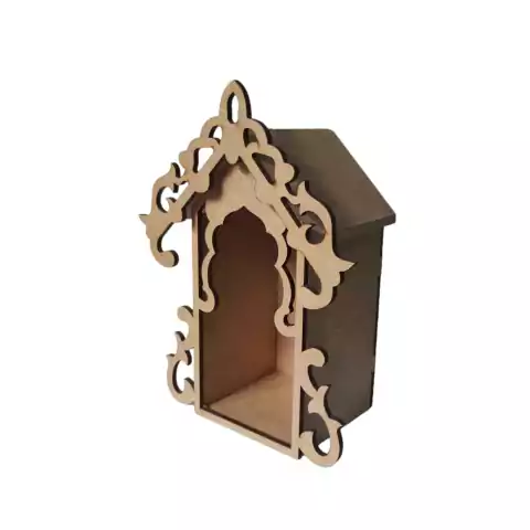 Oratório Médio Trabalhado Em MDF Cru - 18x08x06 cm.