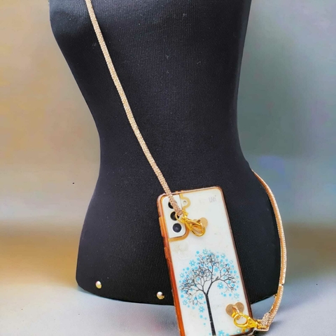 Alça de Strass Dourado para Bolsa E Celular De Ombro E Pescoço