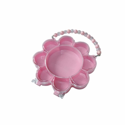 Maletinha Bolsinha Acrílica De Flor Para Guardar Miçangas E Bijuterias - Rosa