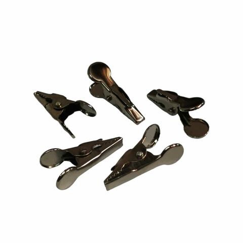 Prendedor Jacaré De Metal Prateado 25mm 10 Unidades