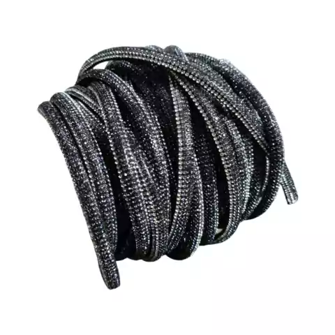 Cordão De Strass Decorativo Preto e prata - 1 Metro