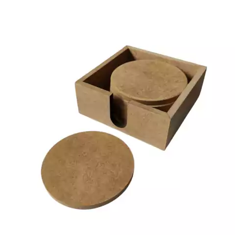 Porta Copo Redondo 11x12x5cm. Em MDF Cru - 6 Porta Copos