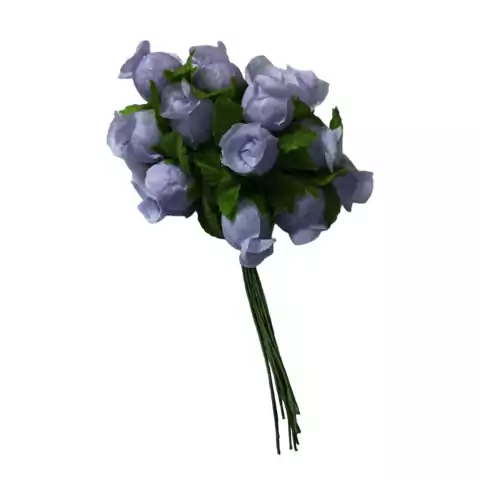 Mini Botão De Rosas Em Tecido - 12 Flores - Lilás