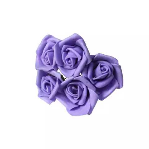 Mini Buquê De Flores De Eva Com 5 Botões Lilás