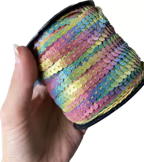 Fita De Paetê De Lantejoulas - 1 Metro - Colorida