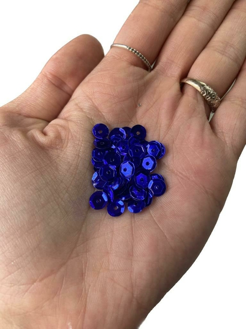 Lantejoula Com Furo Metalizada Azul N.6 - Potinho 2grs.