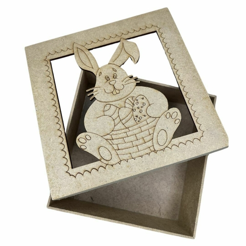 Caixa em MDF Coelho da Páscoa 16x16x05 cm.
