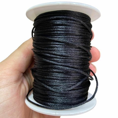 Carretel Cordão Fio De Cetim 01mm. - Preto
