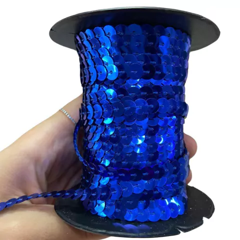 Fita De Paetê De Lantejoulas - 1 Metro - Azul Royal