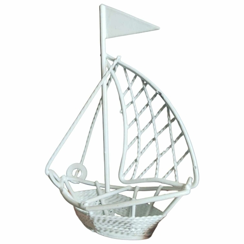 Mini Barquinho Aramado Branco Para Lembrancinhas E Decoração - 10x4cm.