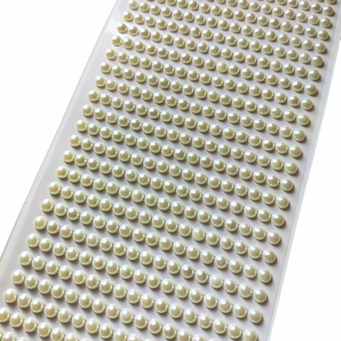 Cartela Pérola Marfim 5mm. Adesivo - 646 Pérolas Na Cartela