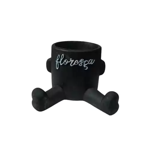 Vaso De Porcelana Floresça Com Perninhas - 6 cm. - Preto