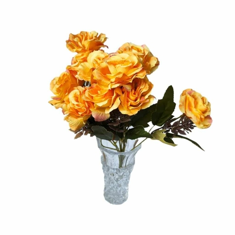 Vaso De Vidro Com Buquê De Flores Artificiais Para Decoração