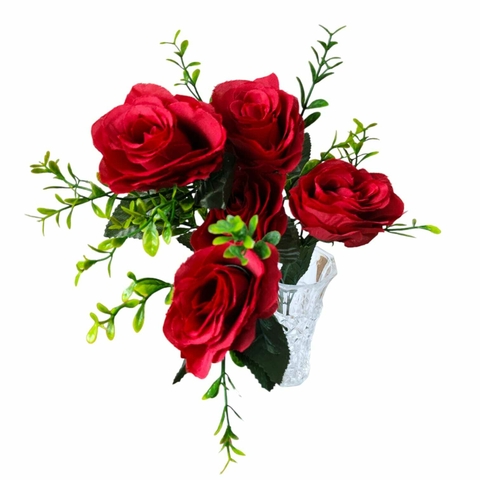 Vaso De Vidro Com Buquê De Flores Artificiais Para Decoração