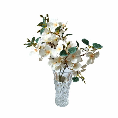 Vaso De Vidro Com Buquê De Flores Artificiais Para Decoração