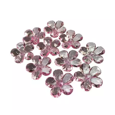 20 Apliques Decorativo Flor De Acrílico Rosa - 2cm.